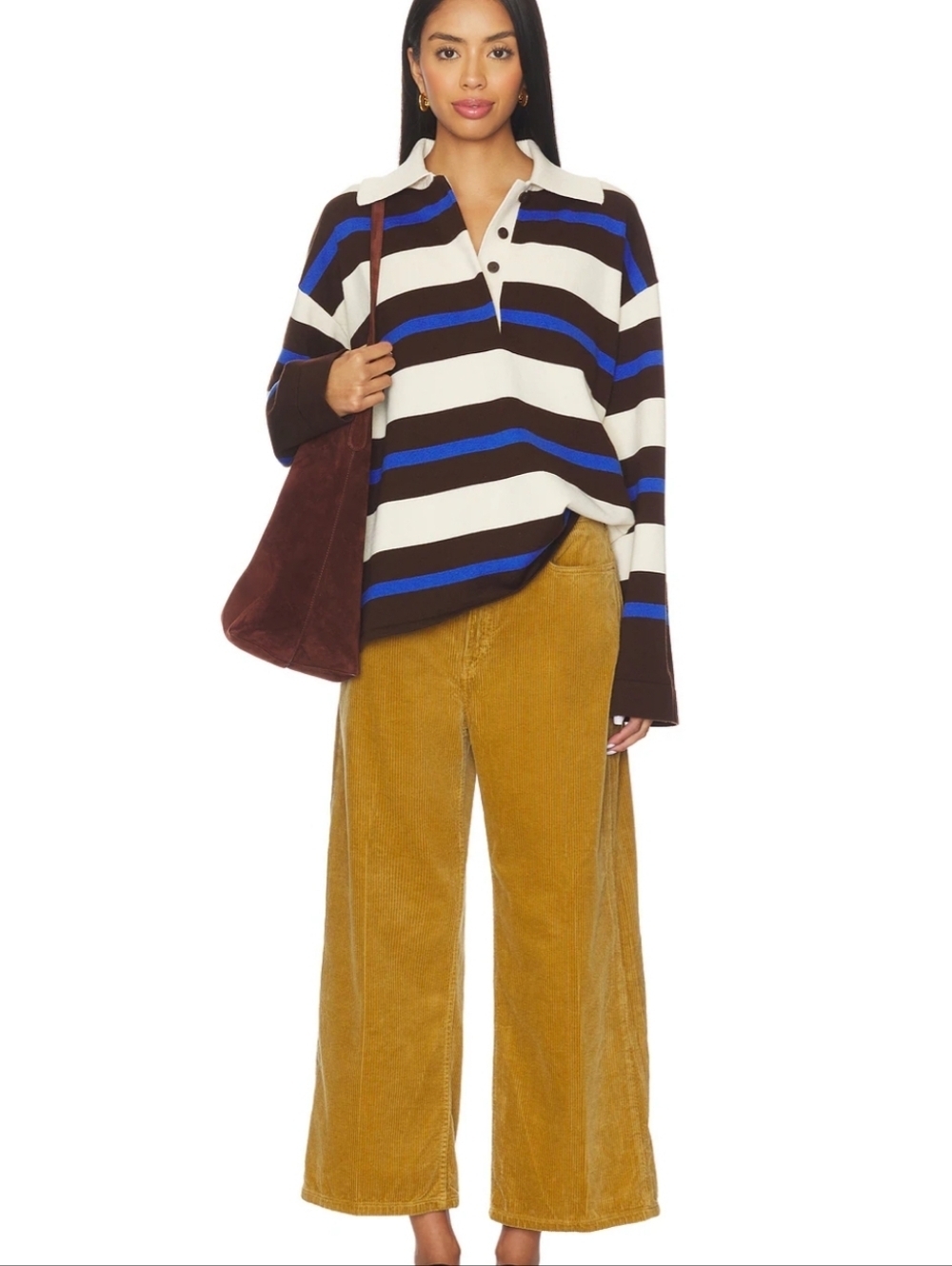 Polo by Ralph Lauren Mustard Corduroy Wide Leg Ankle Trousers Sz 16 Academia